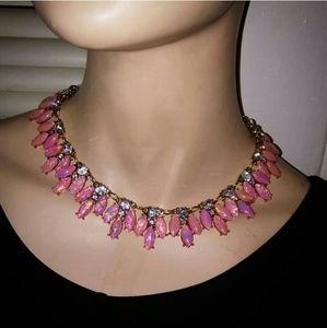 Pink tear drop collar necklace